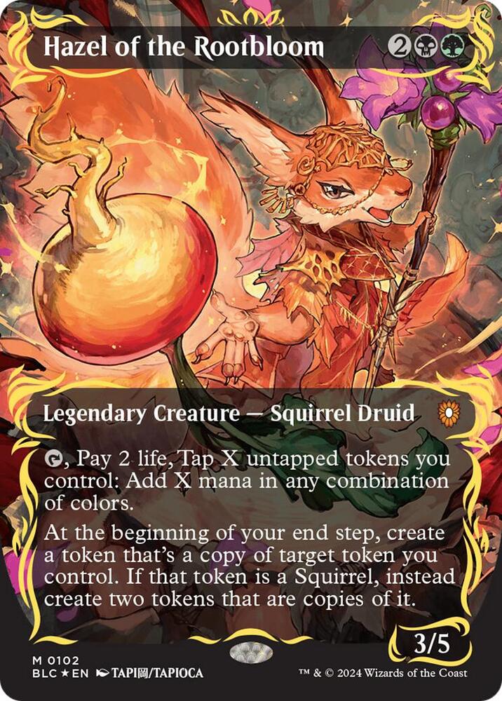 Hazel of the Rootbloom (Borderless) (Raised Foil) 102 card from Commander: Bloomburrow