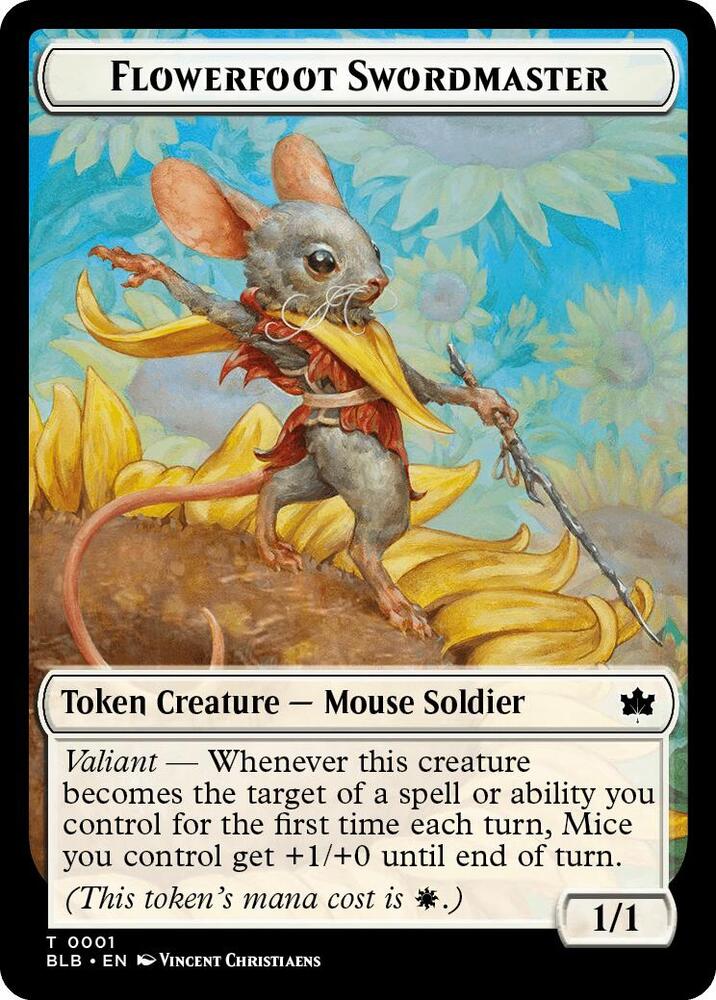 Flowerfoot Swordmaster Token 1 card from Bloomburrow