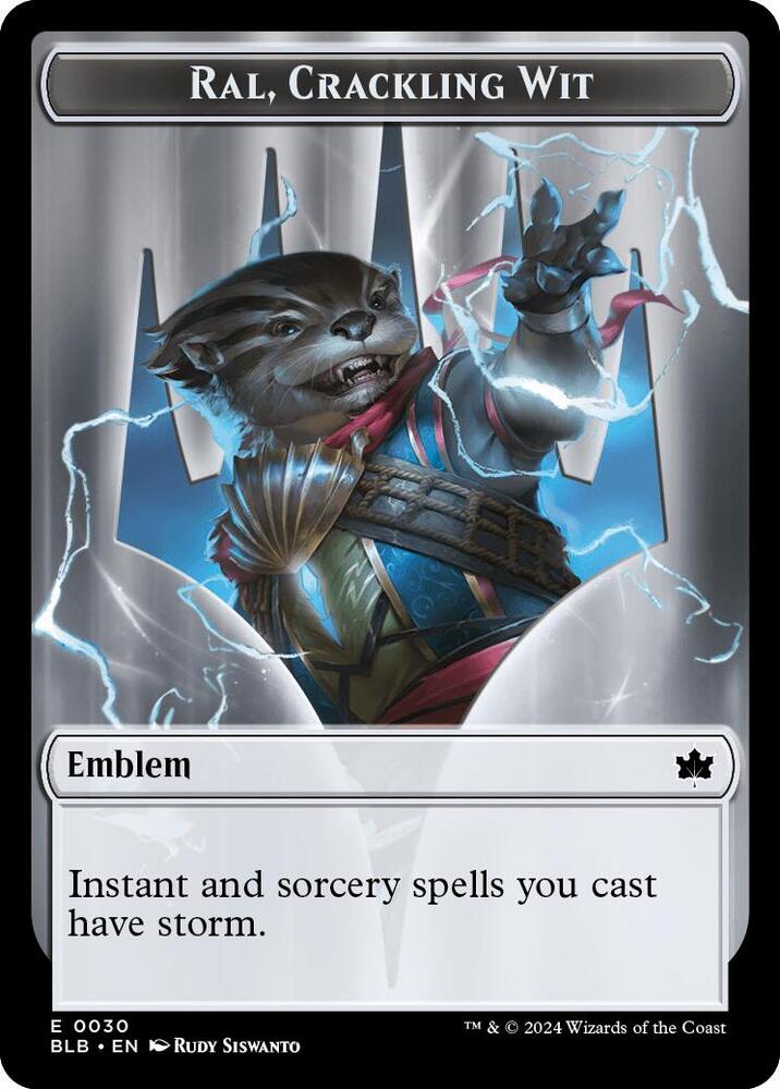 Emblem - Ral, Crackling Wit // Bushy Bodyguard Double-Sided Token 30 // 20 card from Bloomburrow