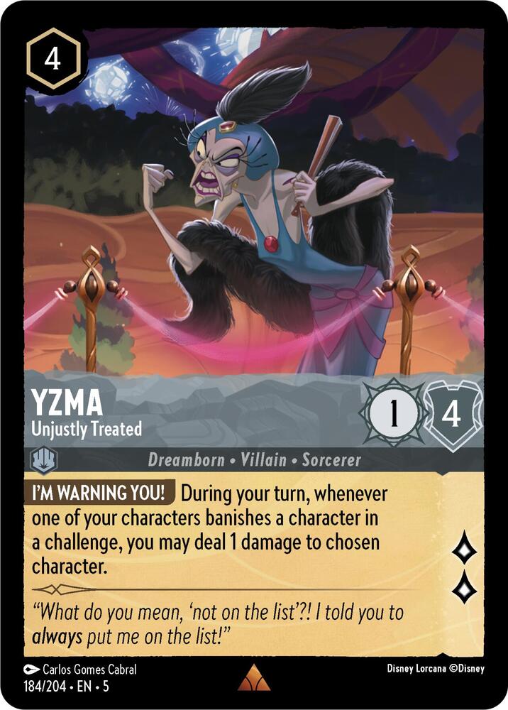 Yzma - Unjustly Treated 184/204 card from Shimmering Skies