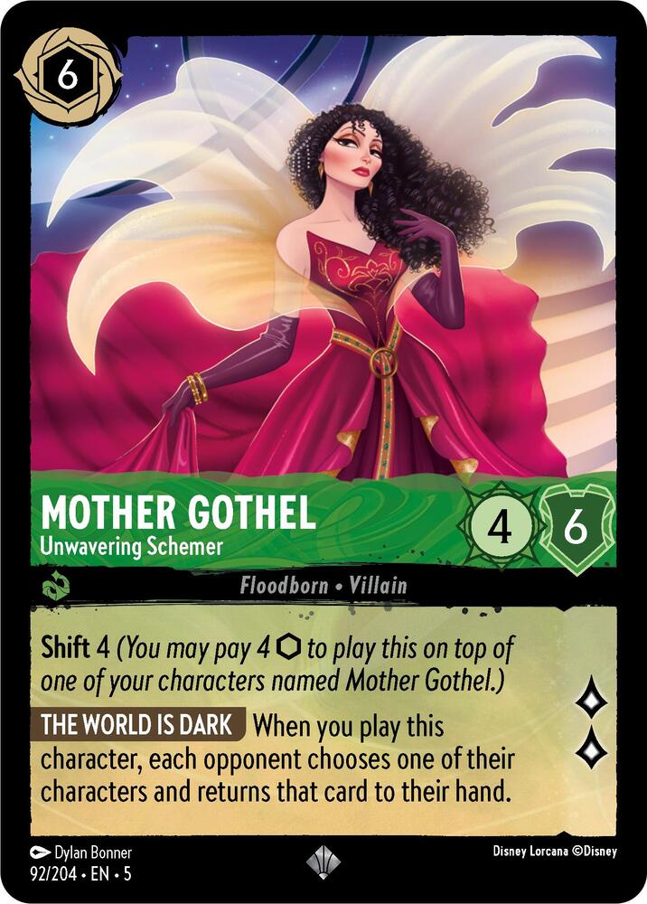 Mother Gothel - Unwavering Schemer 92/204 card from Shimmering Skies