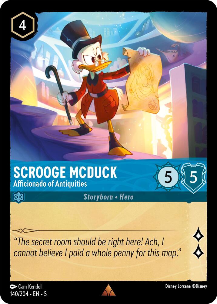 Scrooge McDuck - Afficionado of Antiquities 140/204 card from Shimmering Skies