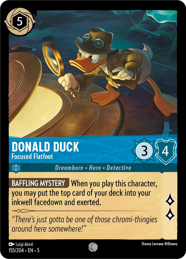 Donald Duck - Focused Flatfoot 155/204 card from Shimmering Skies