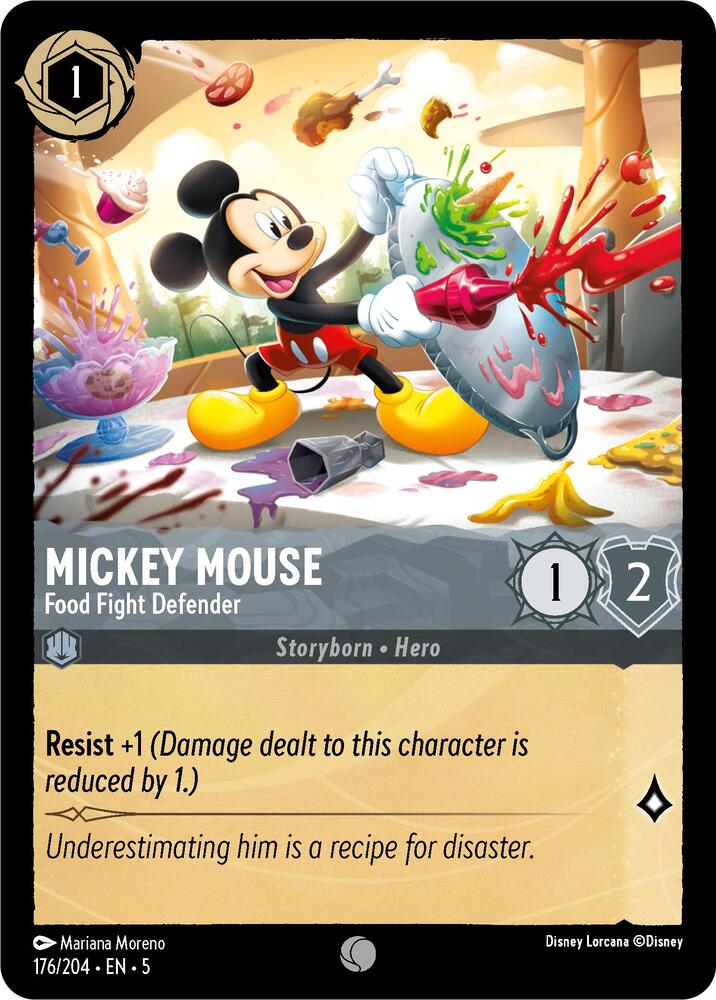Mickey Mouse - Food Fight Defender 176/204 card from Shimmering Skies
