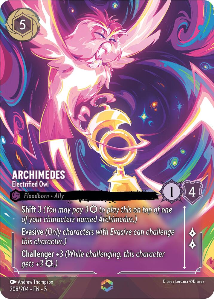 Archimedes - Electrified Owl (Enchanted) 208/204 card from Shimmering Skies