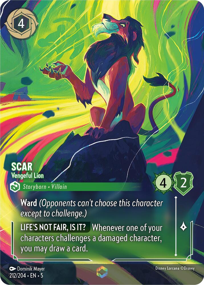 Scar - Vengeful Lion (Enchanted) 212/204 card from Shimmering Skies