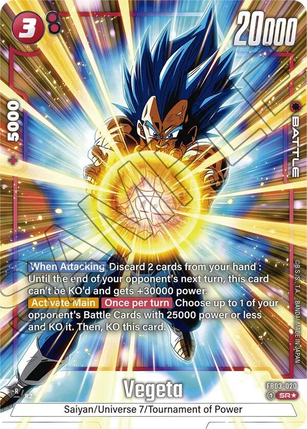 Vegeta (Alternate Art) FB03-020 card from Raging Roar