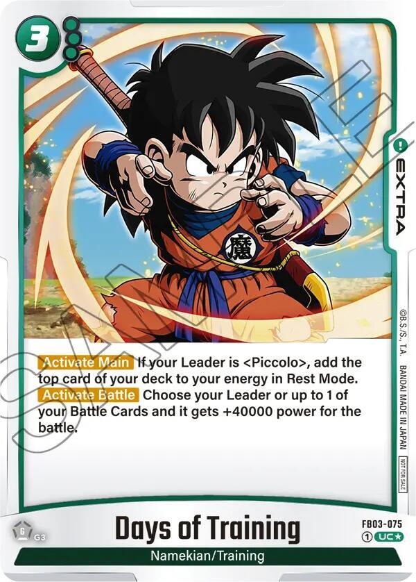 Days of Training (Championship Pack 02) FB03-075 card from Tournament and Championship Promos