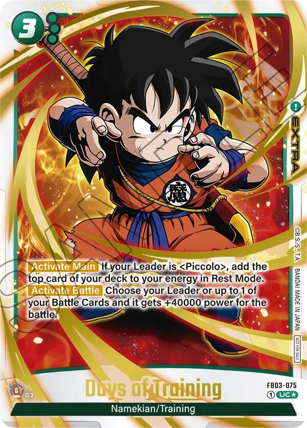 Days of Training (Championship Pack 02) (Gold) FB03-075 card from Tournament and Championship Promos