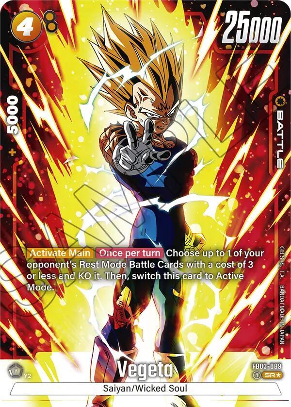 Vegeta (Alternate Art) FB03-089 card from Raging Roar