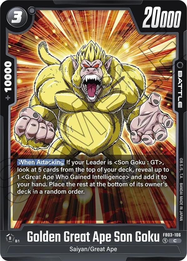Golden Great Ape Son Goku FB03-106 card from Raging Roar