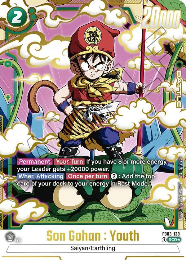 Son Gohan : Youth (Alternate Art) FB03-139 card from Raging Roar