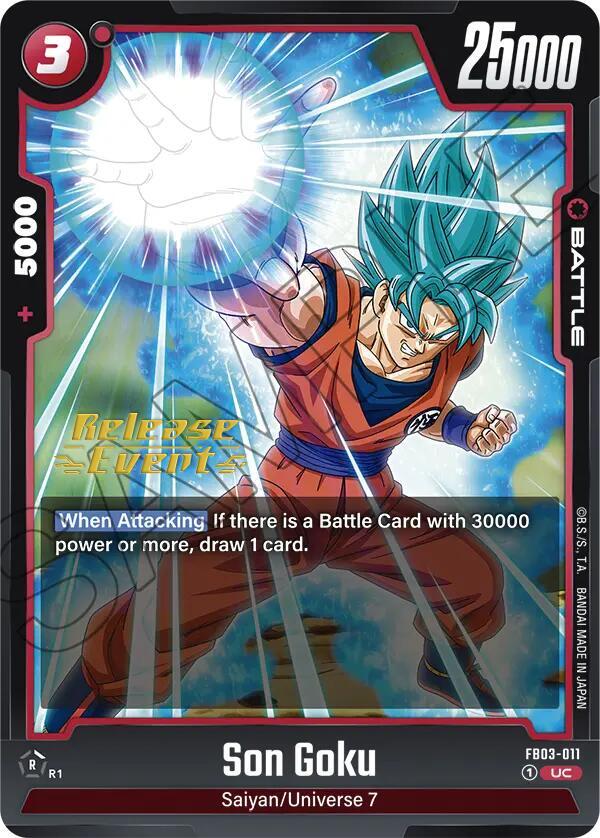 Son Goku FB03-011 card from Raging Roar Release Event Cards