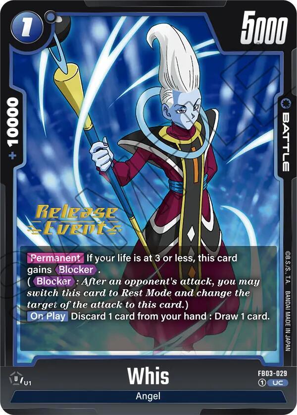 Whis FB03-029 card from Raging Roar Release Event Cards