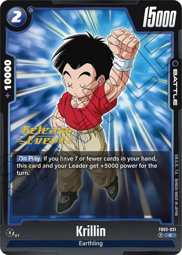 Krillin FB03-031 card from Raging Roar Release Event Cards