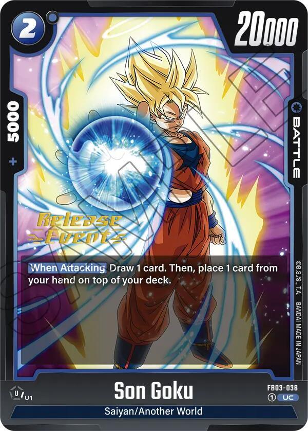 Son Goku FB03-036 card from Raging Roar Release Event Cards