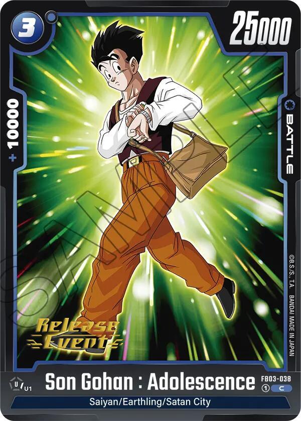 Son Gohan : Adolescence FB03-038 card from Raging Roar Release Event Cards