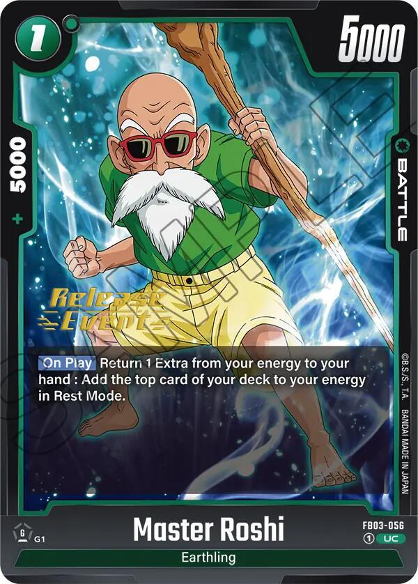 Master Roshi FB03-056 card from Raging Roar Release Event Cards