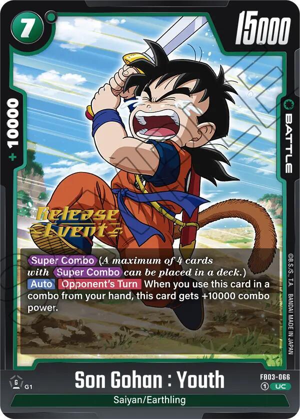 Son Gohan : Youth FB03-066 card from Raging Roar Release Event Cards