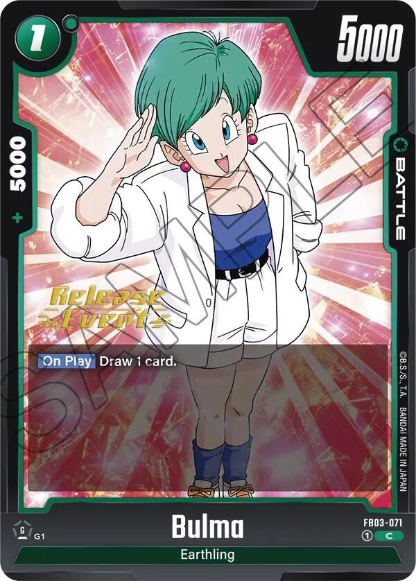 Bulma FB03-071 card from Raging Roar Release Event Cards