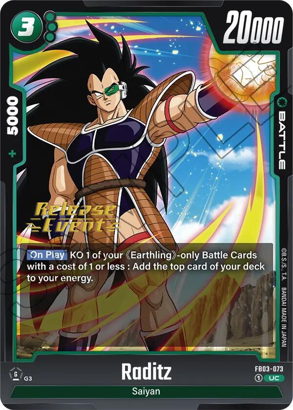 Raditz FB03-073 card from Raging Roar Release Event Cards
