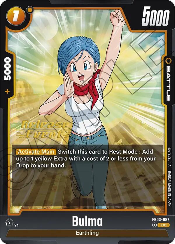 Bulma FB03-087 card from Raging Roar Release Event Cards