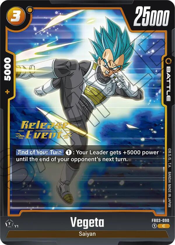 Vegeta FB03-090 card from Raging Roar Release Event Cards