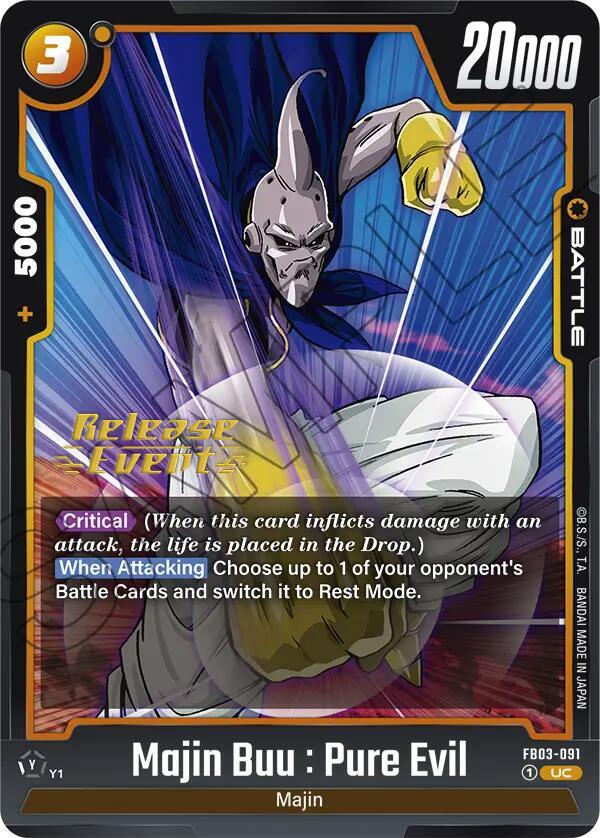 Majin Buu : Pure Evil FB03-091 card from Raging Roar Release Event Cards