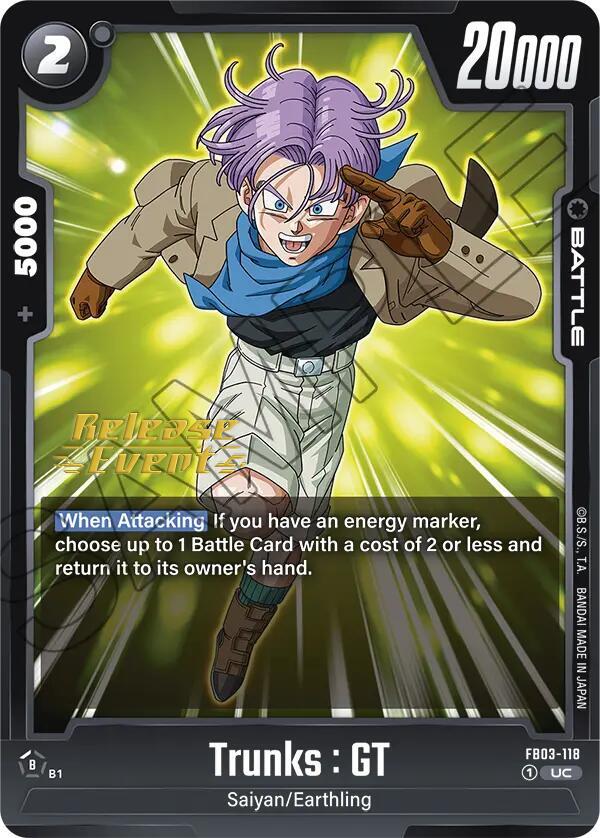 Trunks : GT FB03-118 card from Raging Roar Release Event Cards