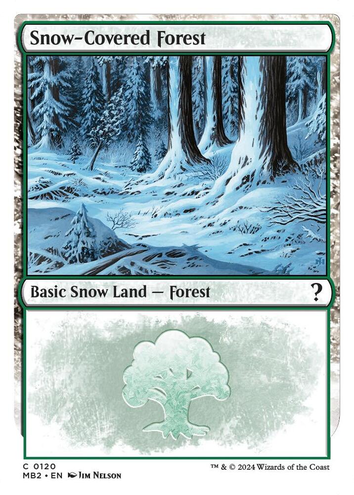 Snow-Covered Forest (White Border) 120 card from Mystery Booster 2