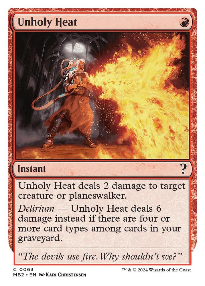 Unholy Heat (White Border) 63 card from Mystery Booster 2