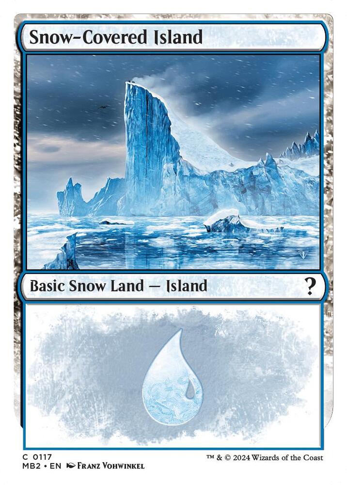 Snow-Covered Island (White Border) 117 card from Mystery Booster 2
