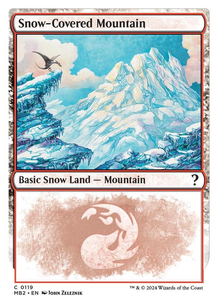 Snow-Covered Mountain (White Border) 119 card from Mystery Booster 2
