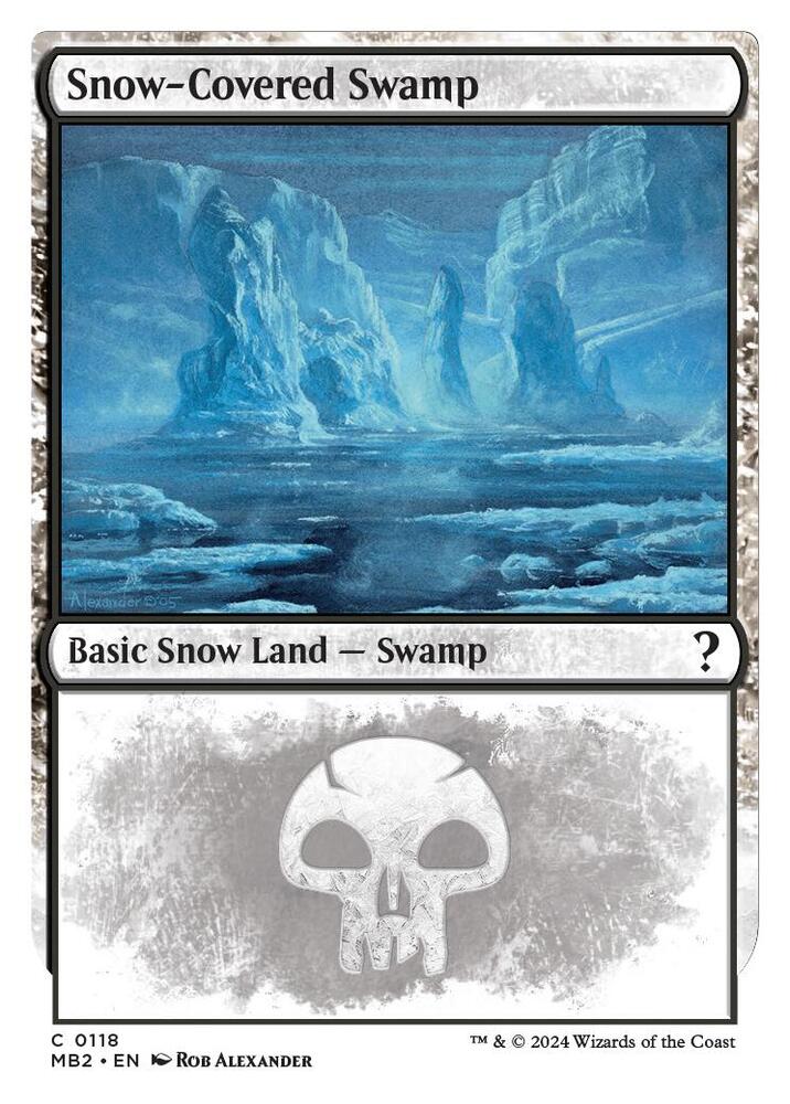 Snow-Covered Swamp (White Border) 118 card from Mystery Booster 2