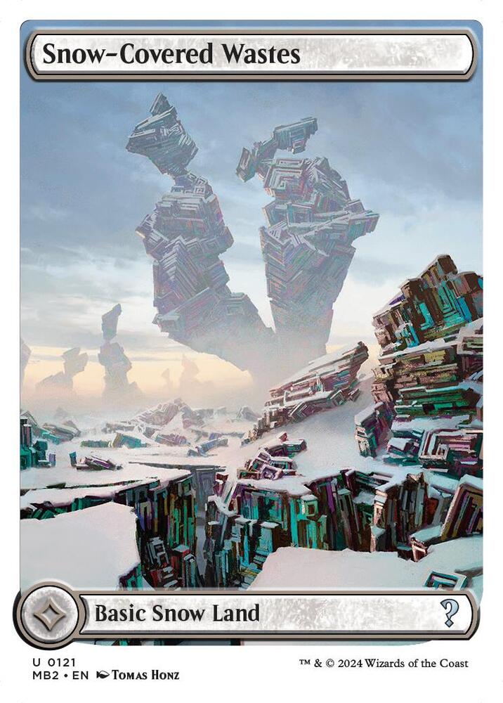 Snow-Covered Wastes (White Border) 121 card from Mystery Booster 2