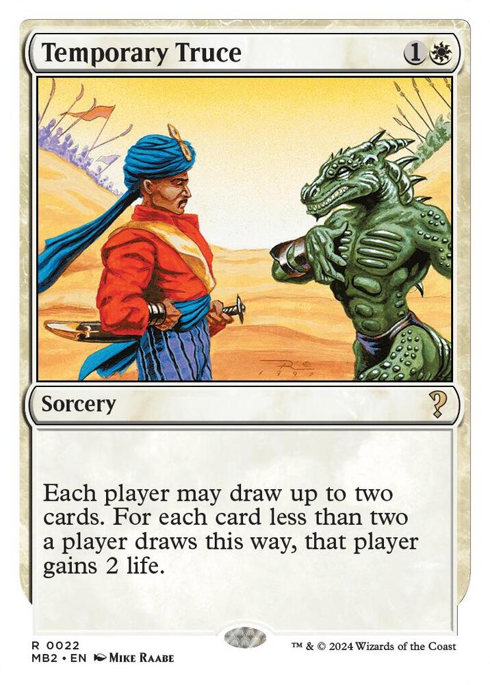 Temporary Truce (White Border) 22 card from Mystery Booster 2