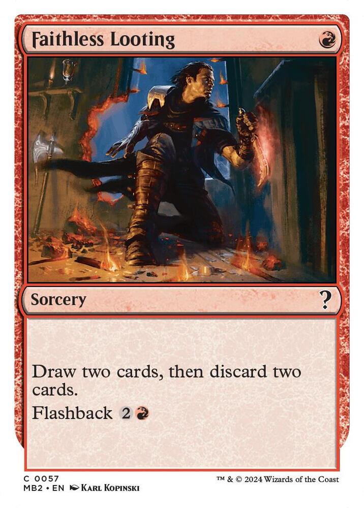 Faithless Looting (White Border) 57 card from Mystery Booster 2