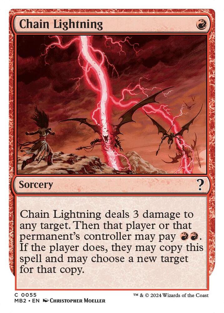 Chain Lightning (White Border) 55 card from Mystery Booster 2