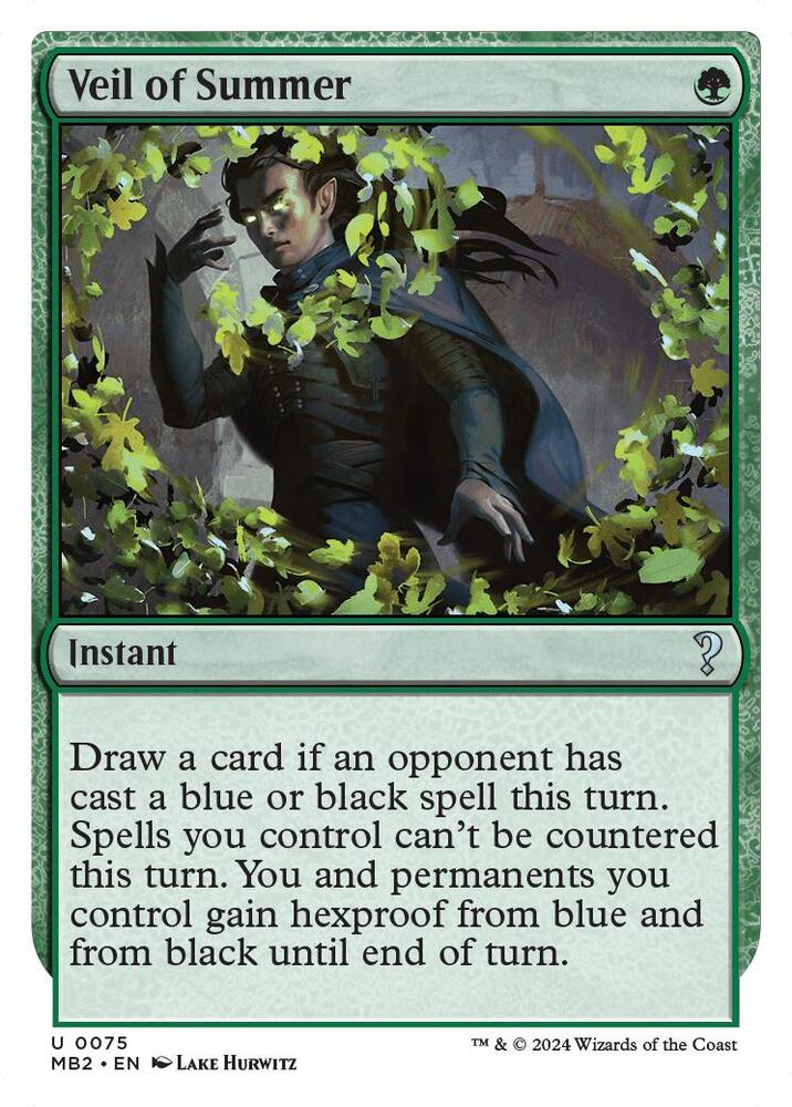 Veil of Summer (White Border) 75 card from Mystery Booster 2