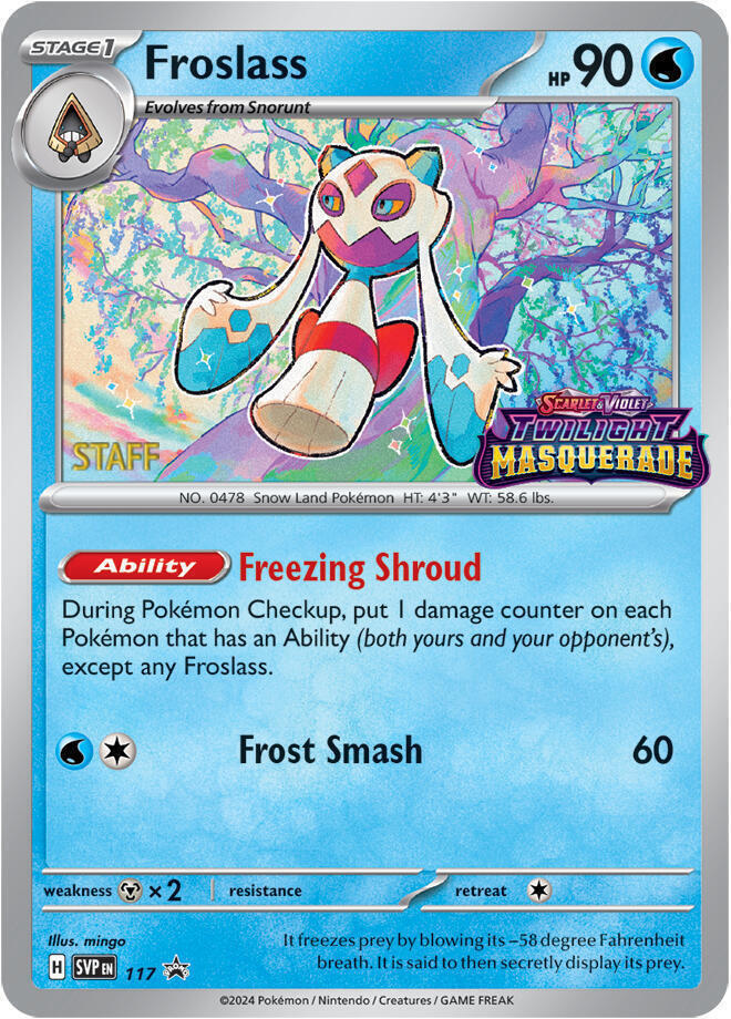 Froslass (Prerelease) [Staff] 117 card from SV: Scarlet & Violet Promo Cards