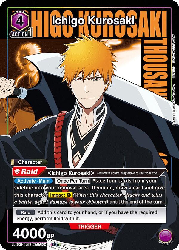 Ichigo Kurosaki (SR*) UE01ST/BLC-1-104 card from UE01ST: BLEACH: Thousand-Year Blood War Starter Deck