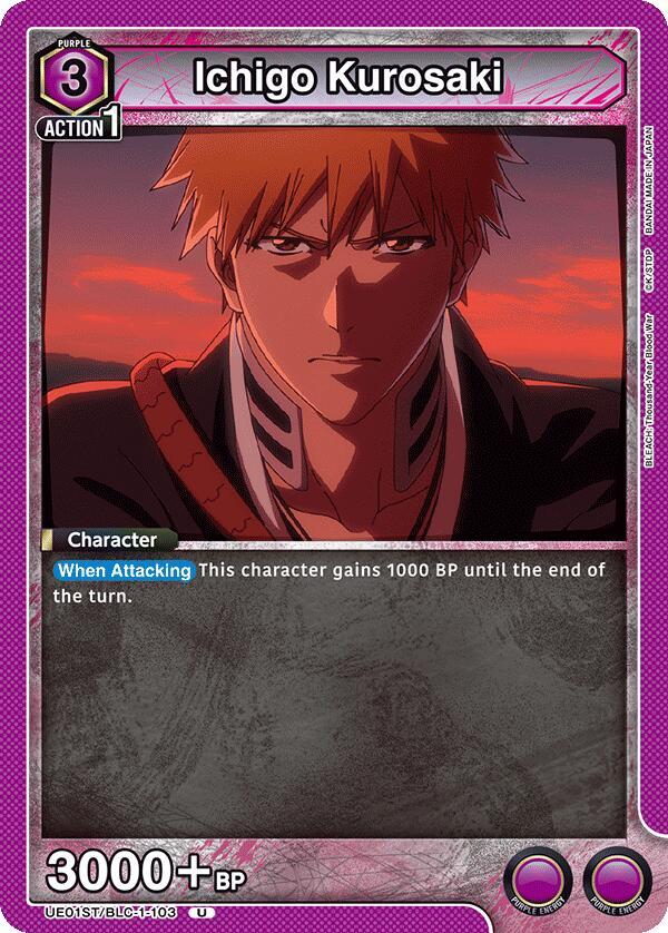Ichigo Kurosaki UE01ST/BLC-1-103 card from UE01ST: BLEACH: Thousand-Year Blood War Starter Deck