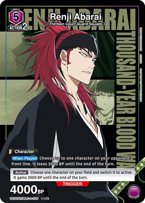 Renji Abarai (SR*) UE01ST/BLC-1-105 card from UE01ST: BLEACH: Thousand-Year Blood War Starter Deck
