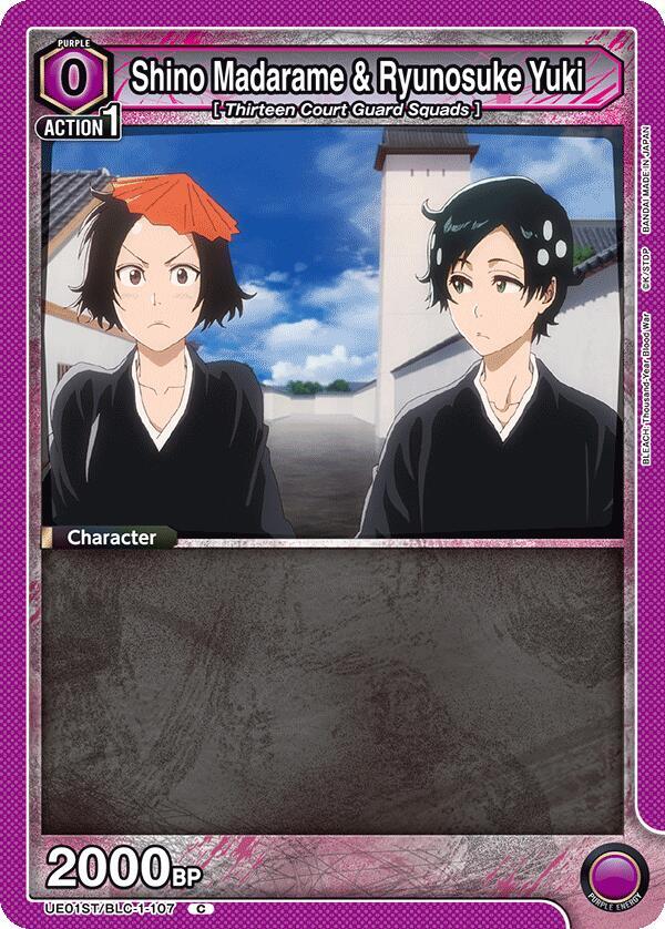 Shino Madarame & Ryunosuke Yuki UE01ST/BLC-1-107 card from UE01ST: BLEACH: Thousand-Year Blood War Starter Deck