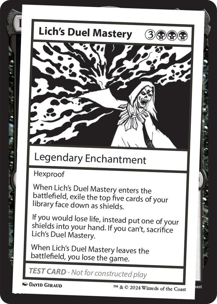 Lich's Duel Mastery card from Mystery Booster 2 Playtest Cards