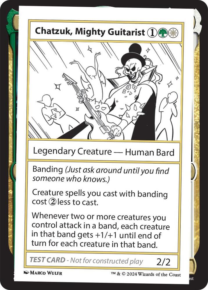 Chatzuk, Mighty Guitarist card from Mystery Booster 2 Playtest Cards