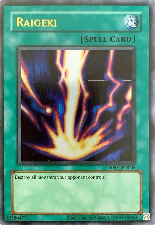 Raigeki RP01-EN005 card from Retro Pack (2020 Date Reprint)