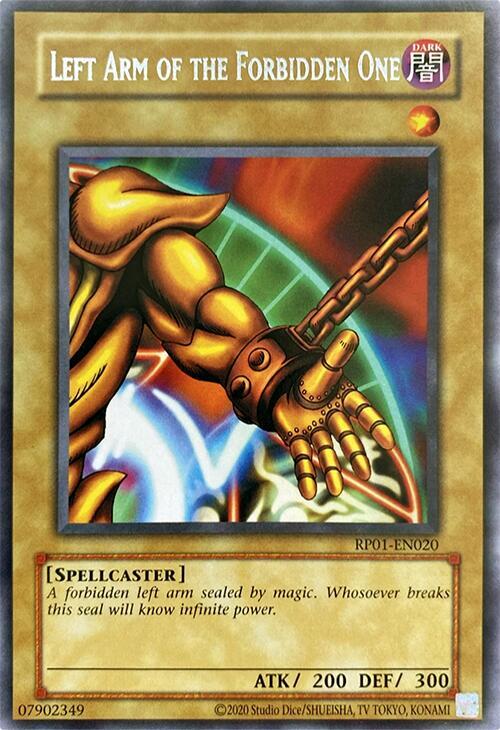 Left Arm of the Forbidden One RP01-EN020 card from Retro Pack (2020 Date Reprint)