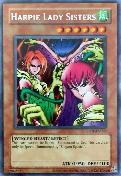 Harpie Lady Sisters RP01-EN026 card from Retro Pack (2020 Date Reprint)