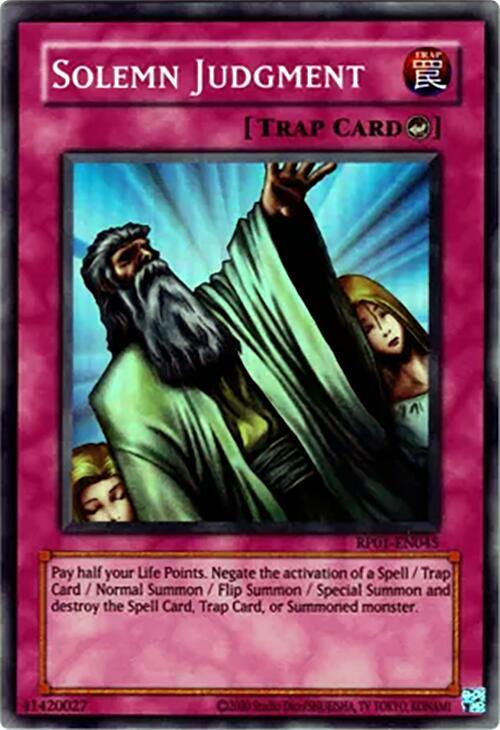Solemn Judgment RP01-EN045 card from Retro Pack (2020 Date Reprint)